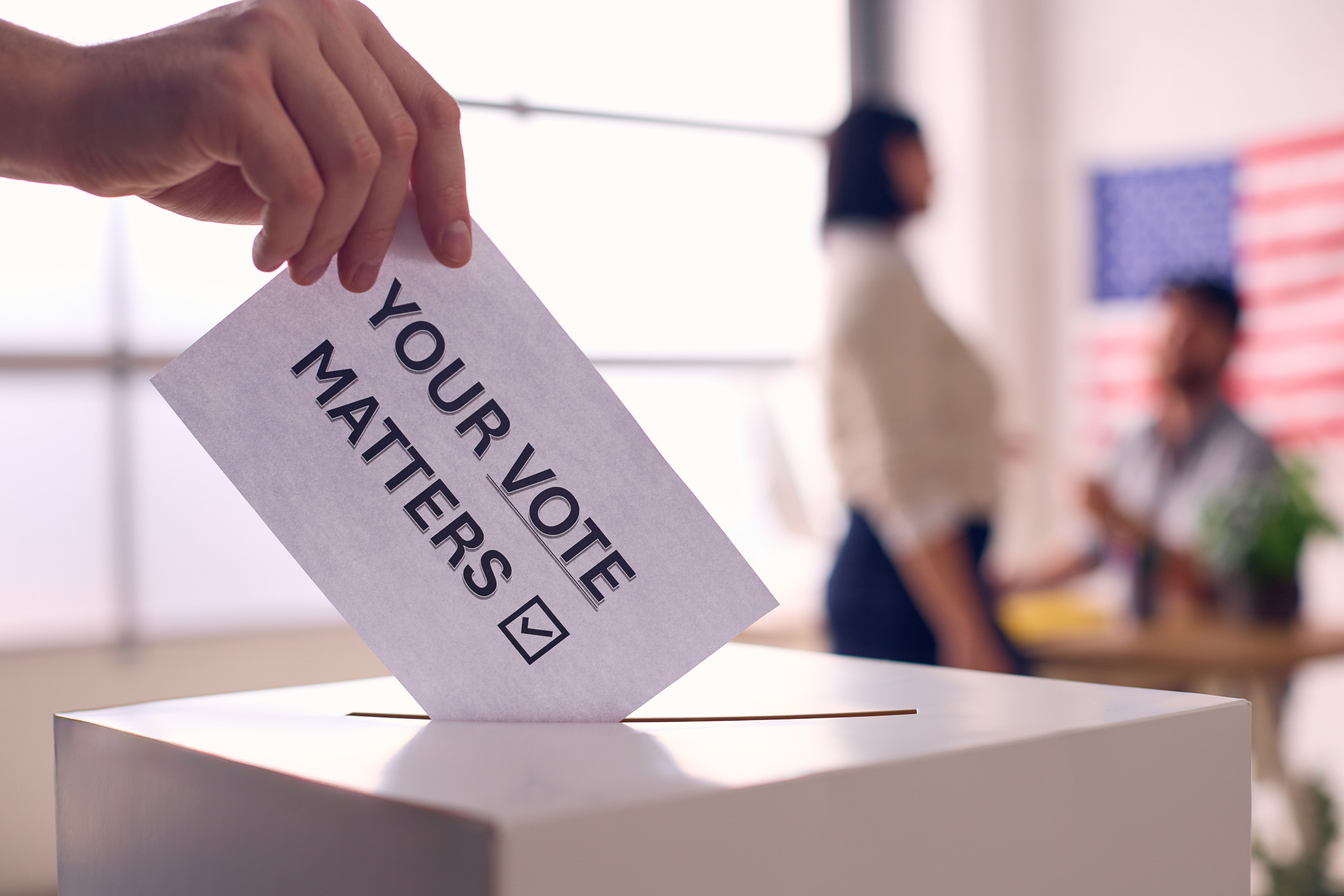 Hand PlaciVote Bozeman!ng Ballot in Box With Your Vote Matters Vote Bozeman!