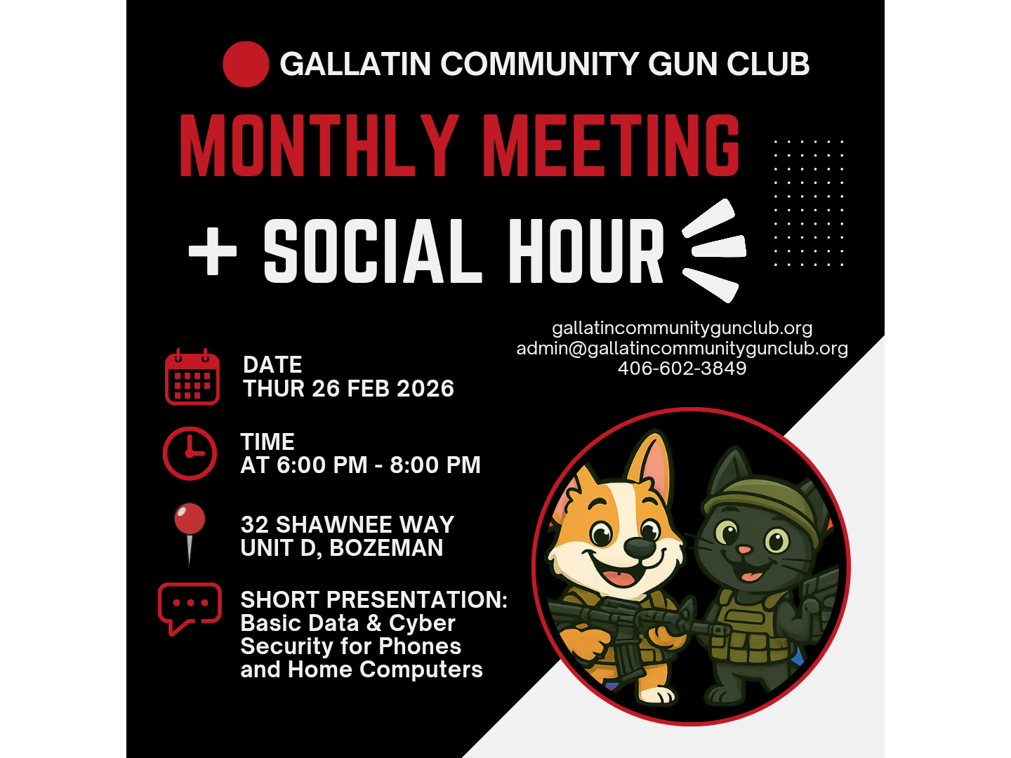 Gallatin Community Gun Club - Monthly Meeting+Social Hour