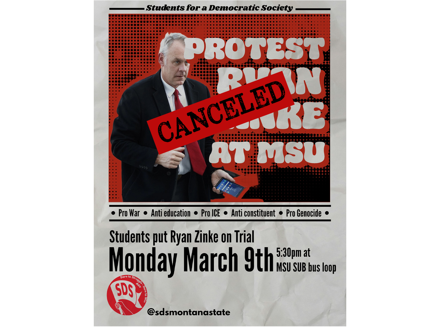 Zinke on Trial - Canceled due to plea bargain