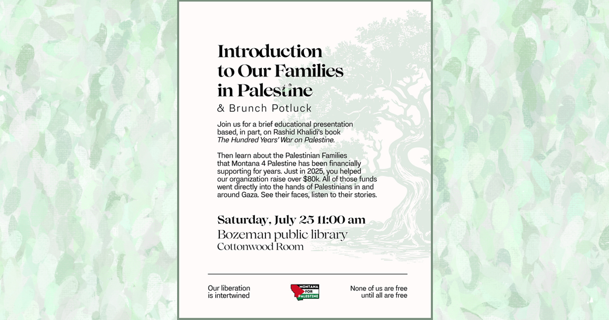 Our Families in Palestine - Presentation and Potluck Brunch