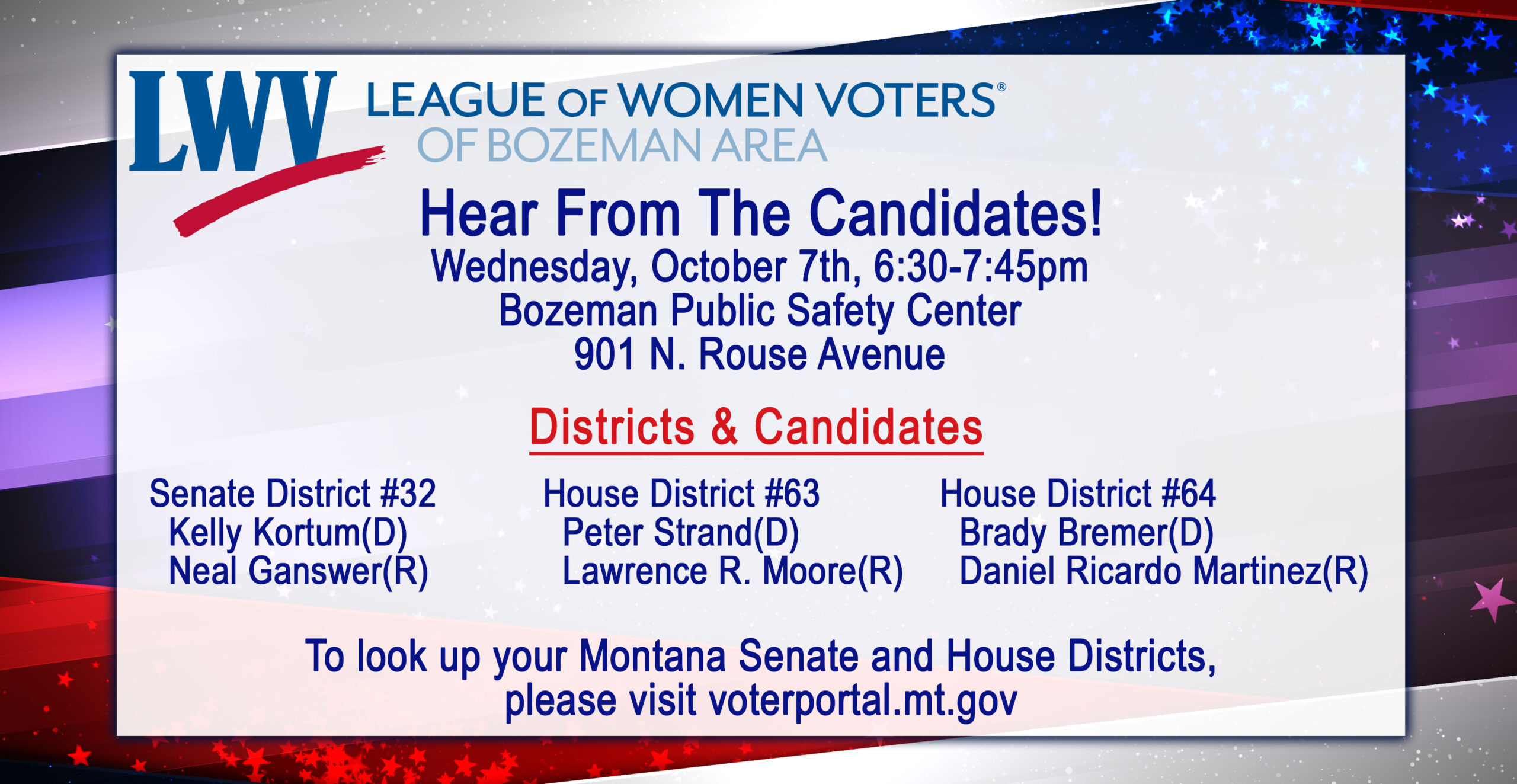 League of Women Voters - Bozeman - Candidate Forum - 10-7-2026