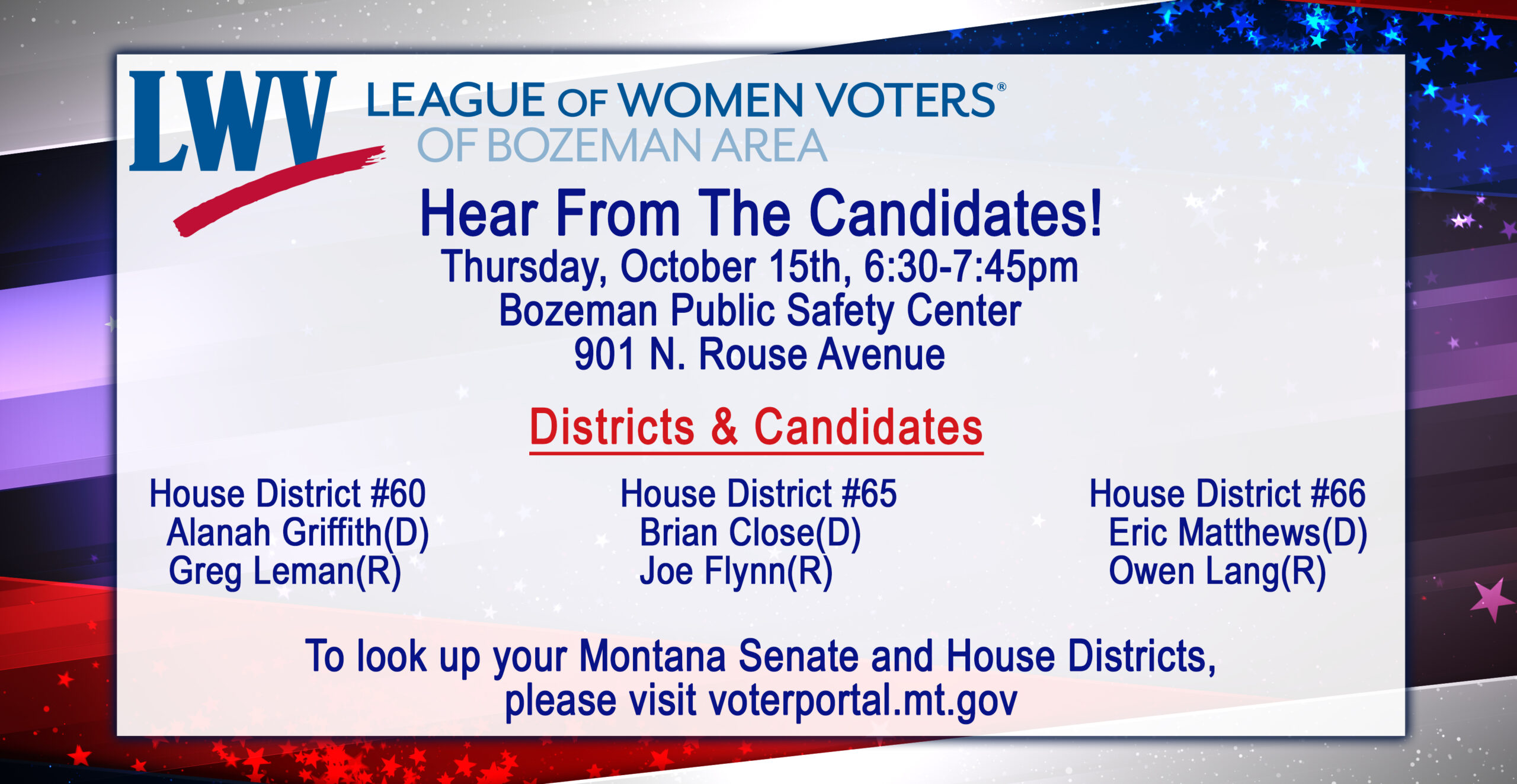 League of Women Voters - Bozeman - Candidate Forum - 10-15-2026